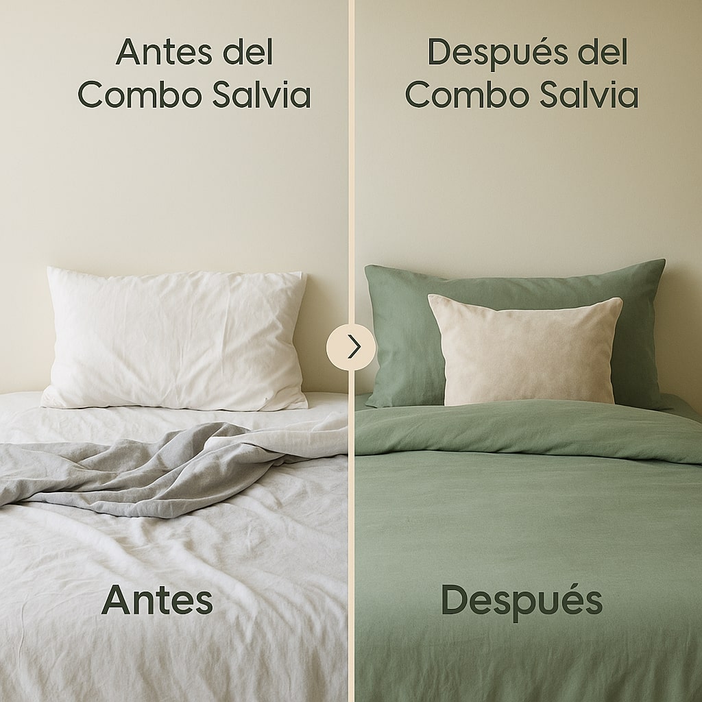 Combo Salvia: Plumón + Duvet Cover + Juego de Sábanas + Cojín REGALO + ENVÍO GRATIS