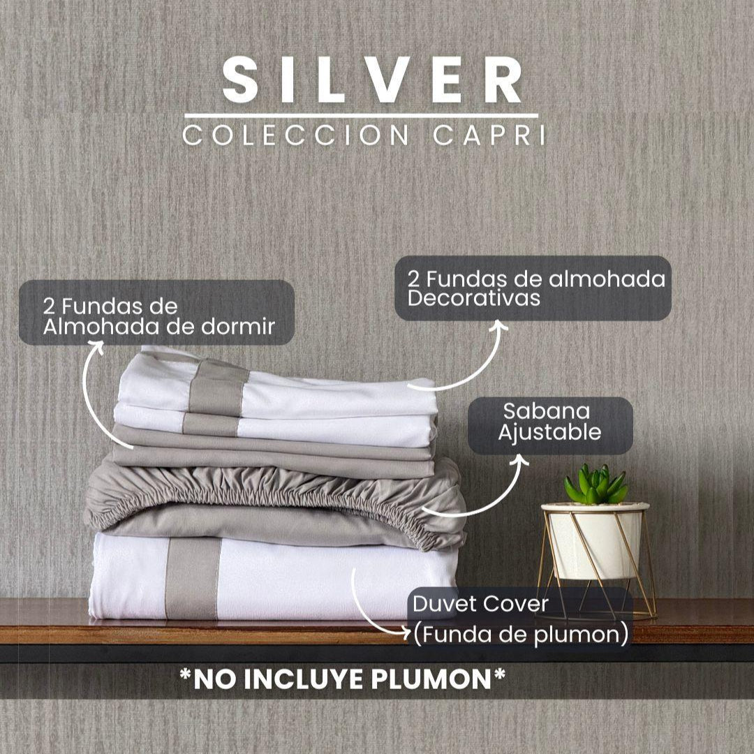 Set Duvet Cover Silver + Envío Gratis - Colección Capri