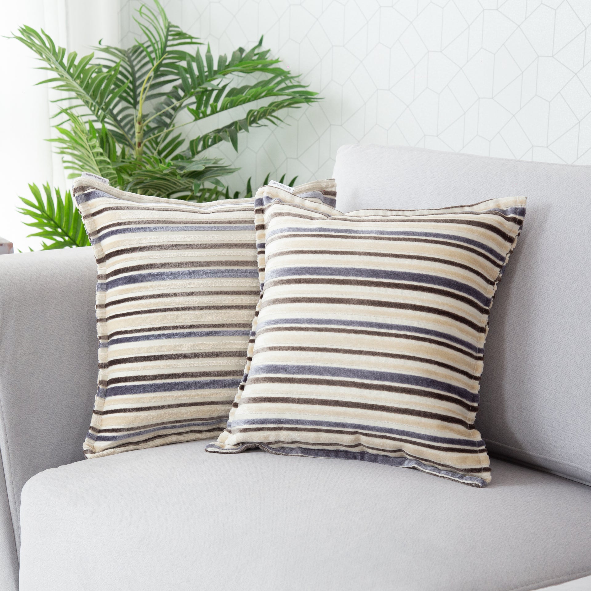 Cojín Decorativo Beige & Grey - Colección Lineal Luxe