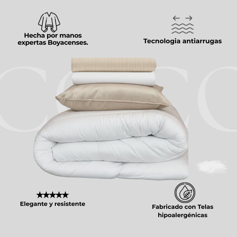 Combo Dolcce Caramelo: Plumón + Duvet Cover + Juego de Sábanas + Cojín REGALO + ENVÍO GRATIS