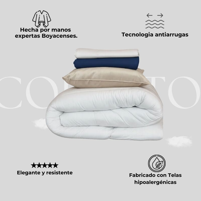 Combo Cobalto: Plumón + Duvet Cover + Juego de Sábanas + Cojín REGALO + ENVÍO GRATIS