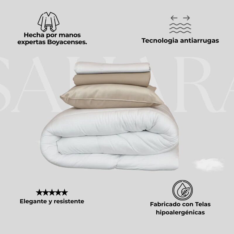 Combo Sahara: Plumón + Duvet Cover + Juego de Sábanas + Cojín REGALO + ENVÍO GRATIS