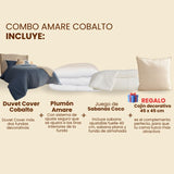 Combo Cobalto: Plumón + Duvet Cover + Juego de Sábanas + Cojín REGALO + ENVÍO GRATIS
