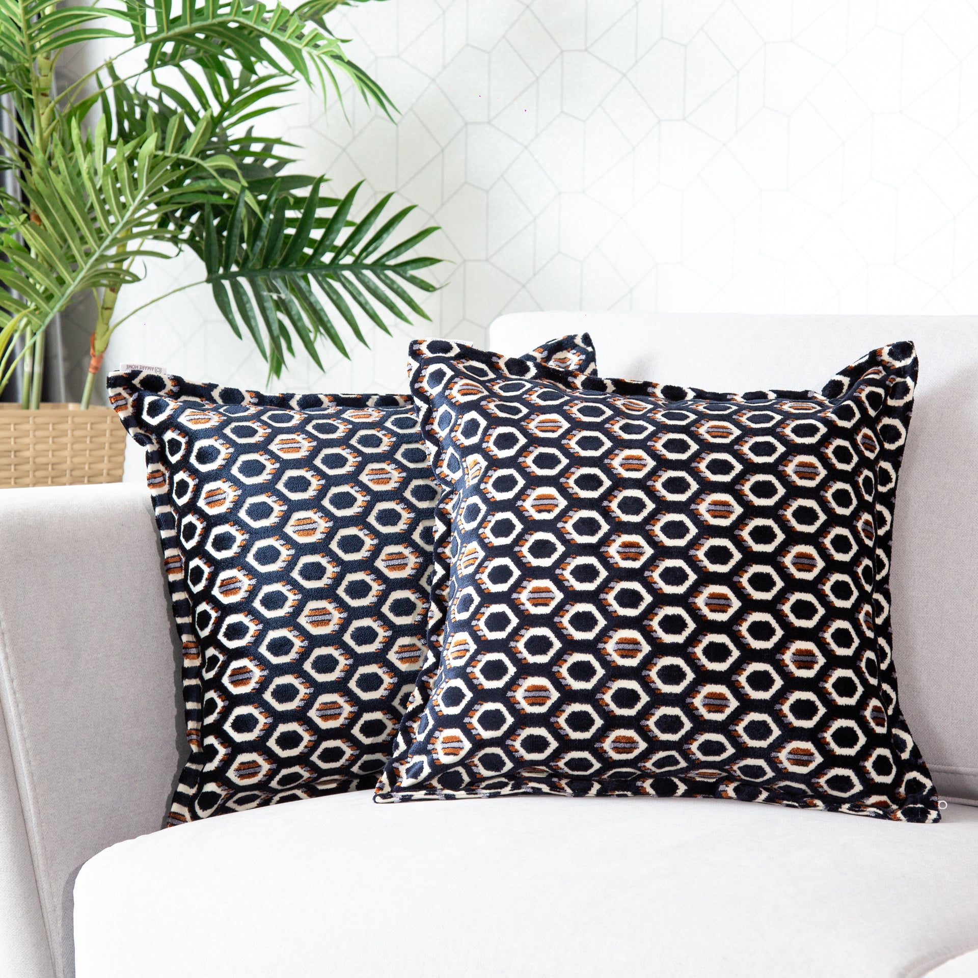 Cojín Hexa Night Blue 45 cm x 45 cm - Colección Geometric Bliss