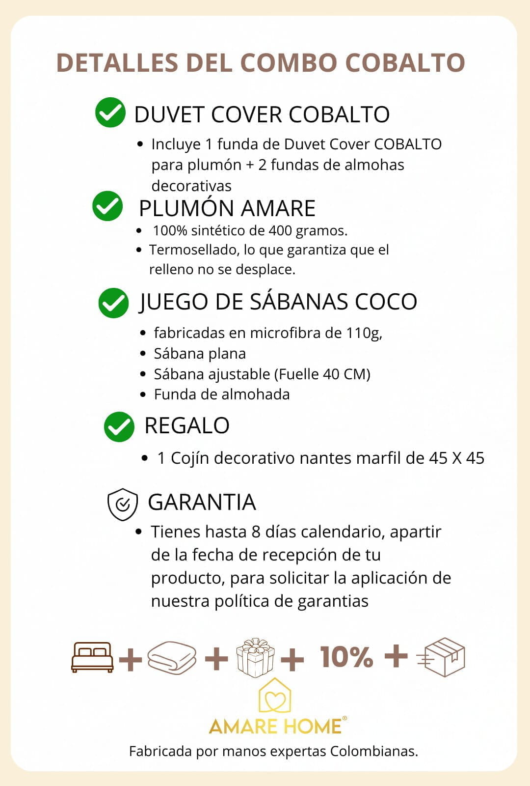 Combo Cobalto: Plumón + Duvet Cover + Juego de Sábanas + Cojín REGALO + ENVÍO GRATIS