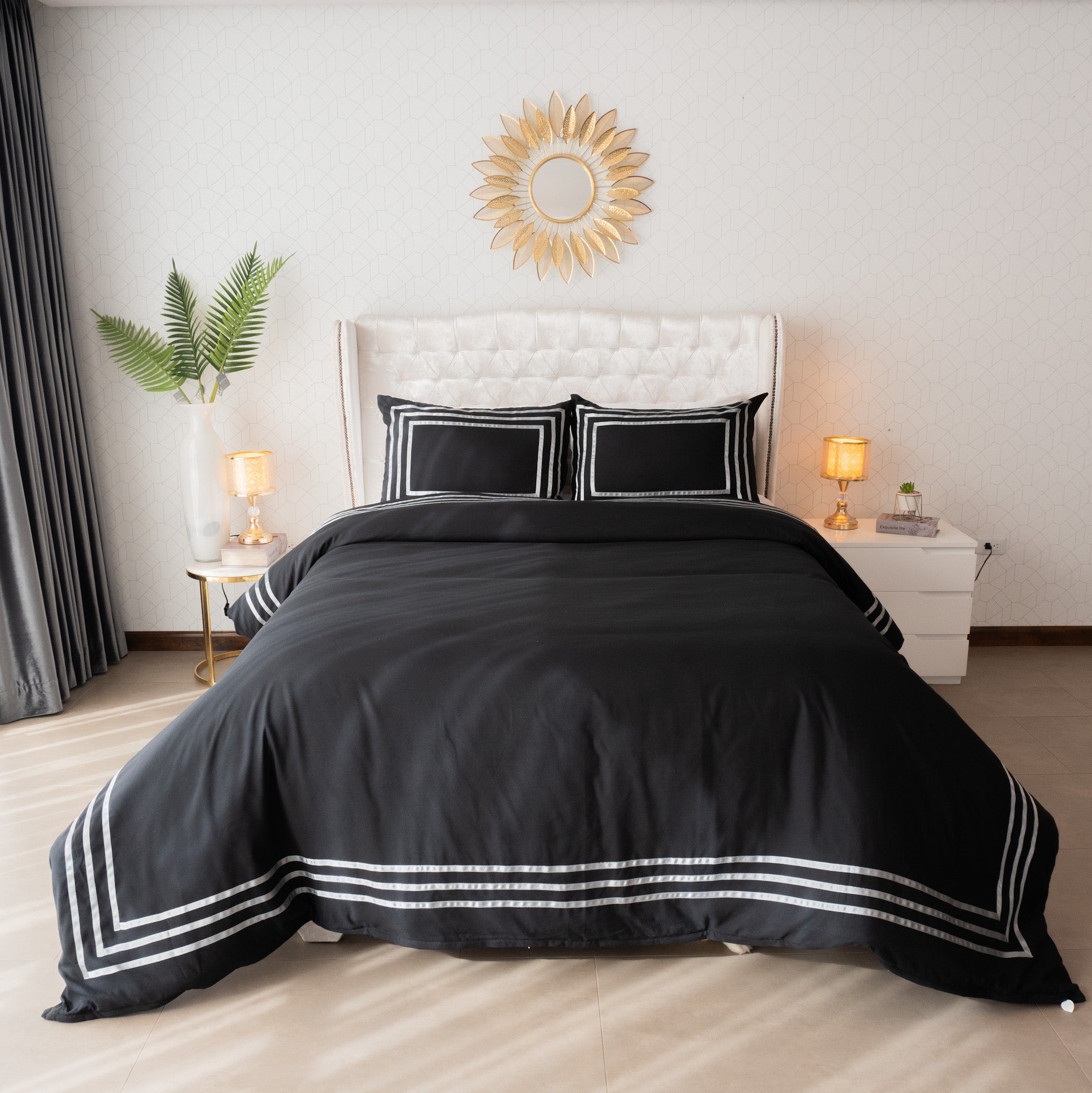 Set Duvet Cover Black Silver - Colección Luar