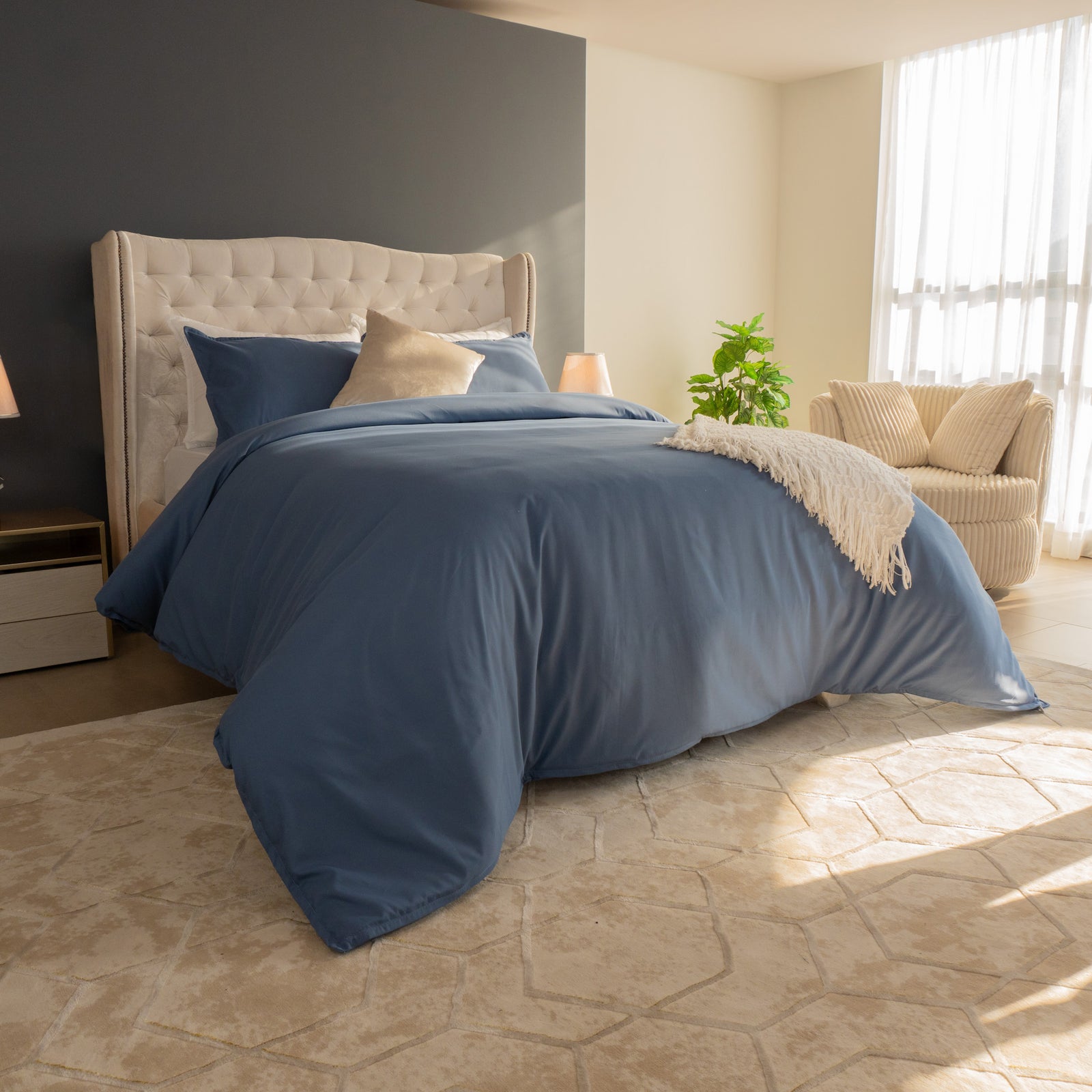 Combo Cobalto: Plumón + Duvet Cover + Juego de Sábanas + Cojín REGALO + ENVÍO GRATIS