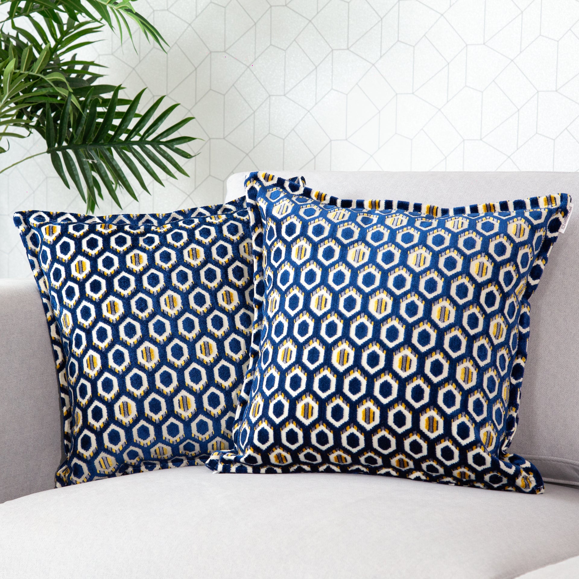 Cojín Hexa Navy 45 cm x 45 cm - Colección Geometric Bliss