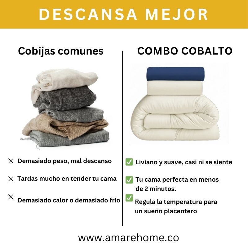 Combo Cobalto: Plumón + Duvet Cover + Juego de Sábanas + Cojín REGALO + ENVÍO GRATIS