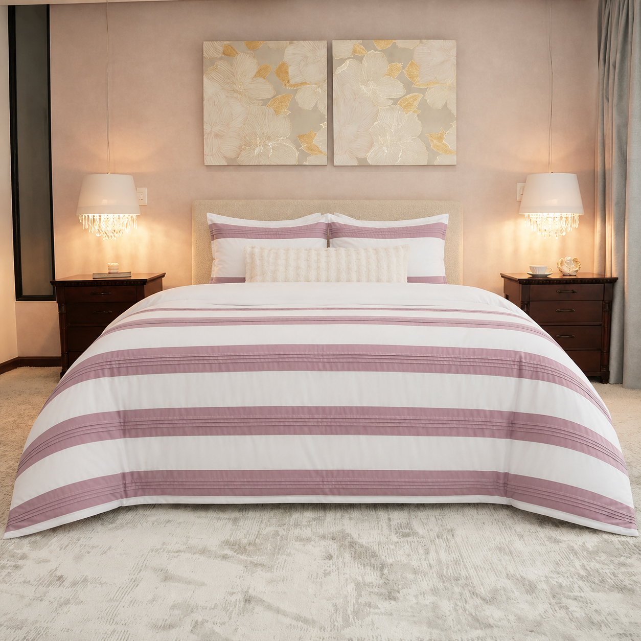 Set Duvet Cover Blanco Malva- Armonia