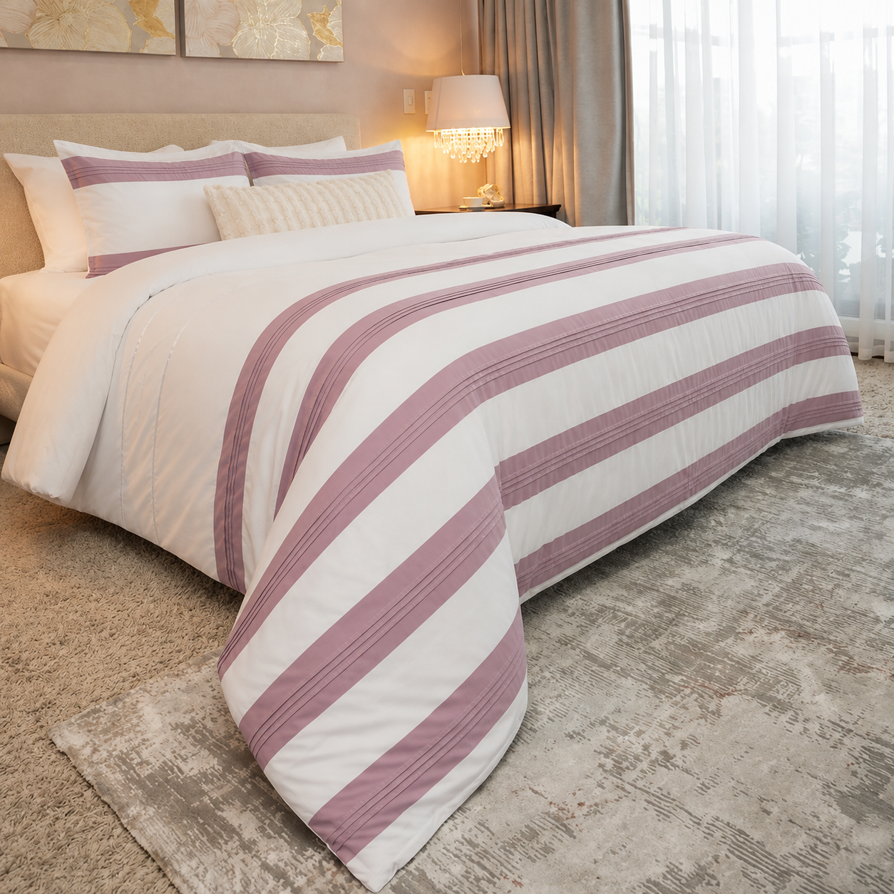 Set Duvet Cover Blanco Malva- Armonia