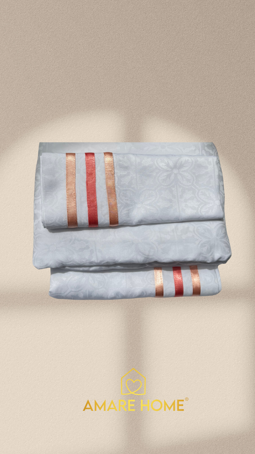 Outlet Juego de Cama 300 Hilos Bella Maria Cintas Salmon