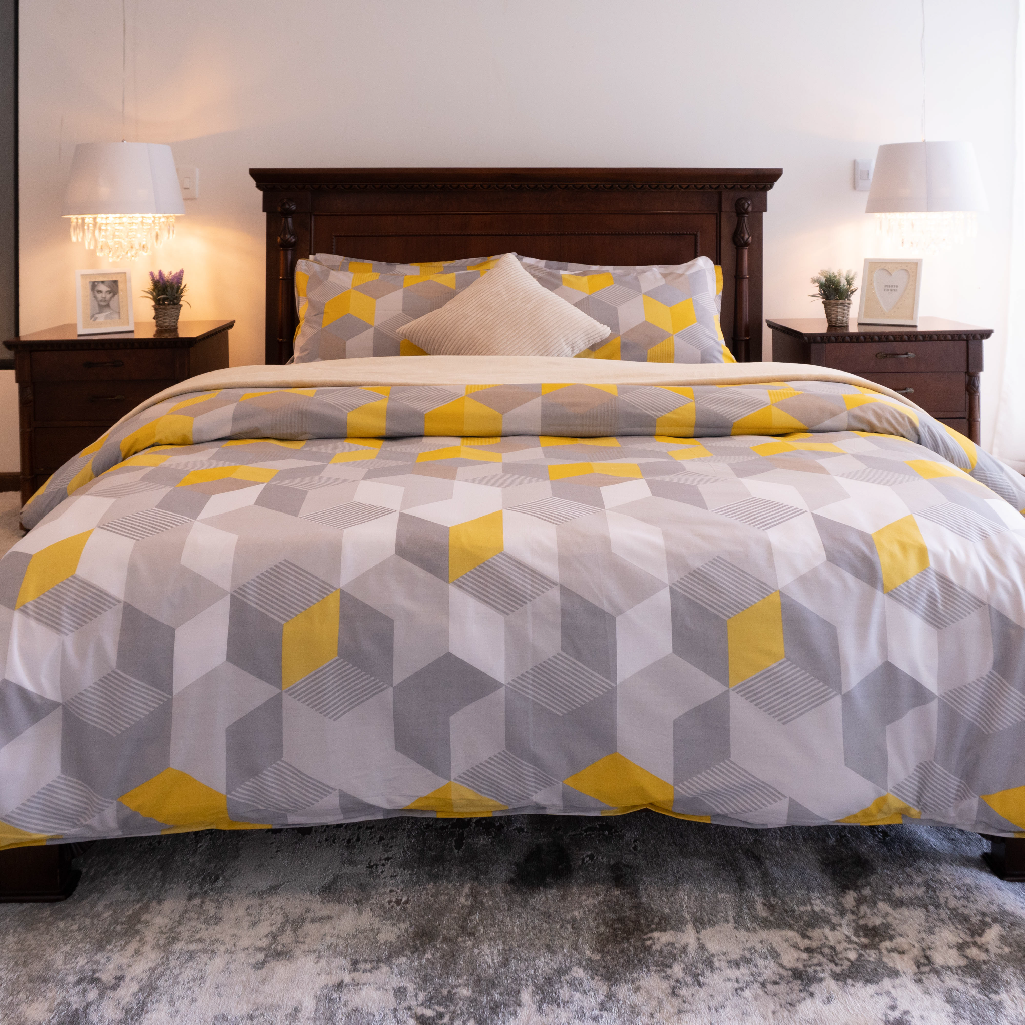 Set Duvet Cover Cubic Amarillo