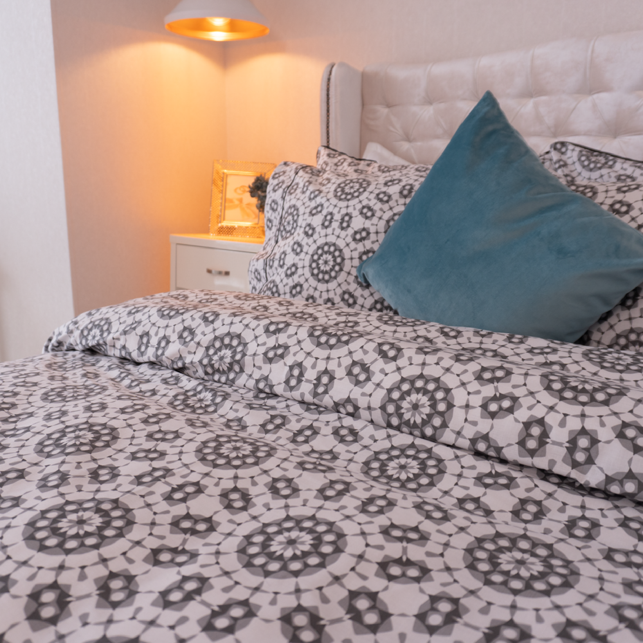Mandala Duvet Cover Set Gray