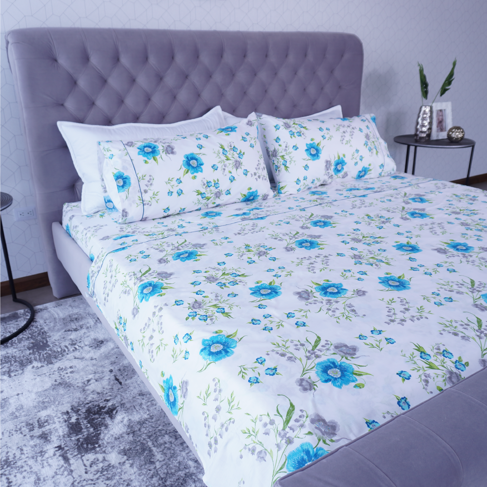 Turquoise Flower Duvet Cover Set