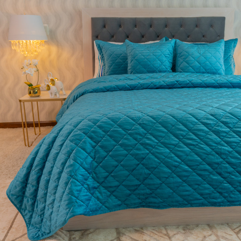 Turquoise blue bedspread set - Velor Collection