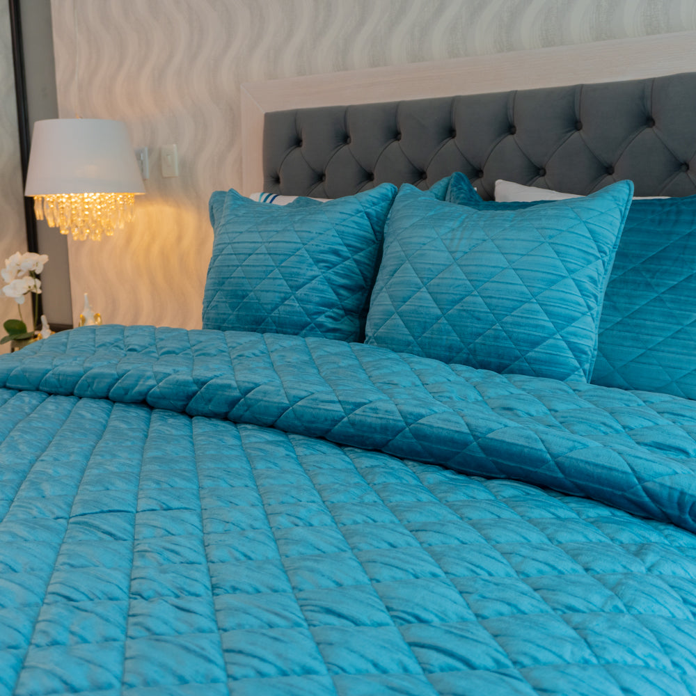 Turquoise blue bedspread set - Velor Collection