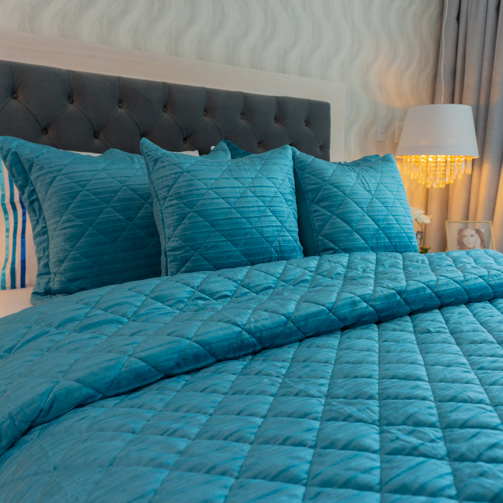 Turquoise blue bedspread set - Velor Collection