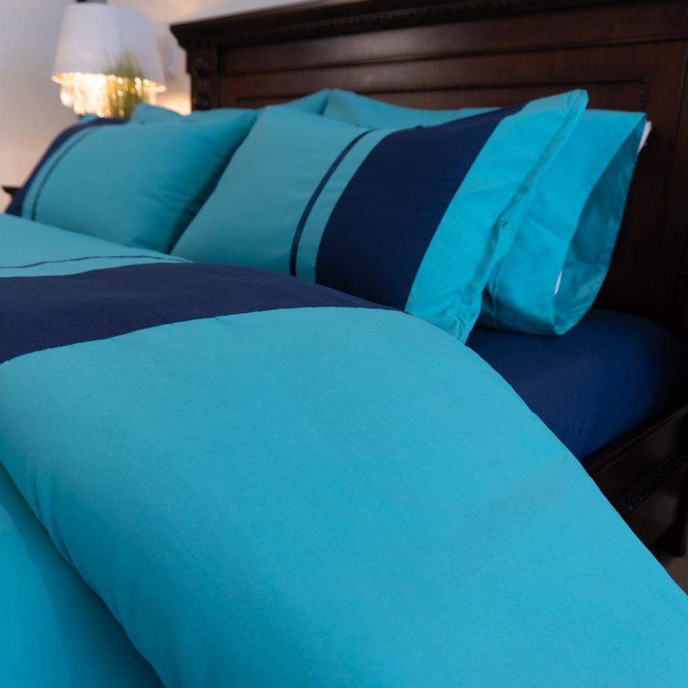 Housse de couette averi turquoise imprimé floral.végétal 200x220+80x80*2  ameliahome - Conforama